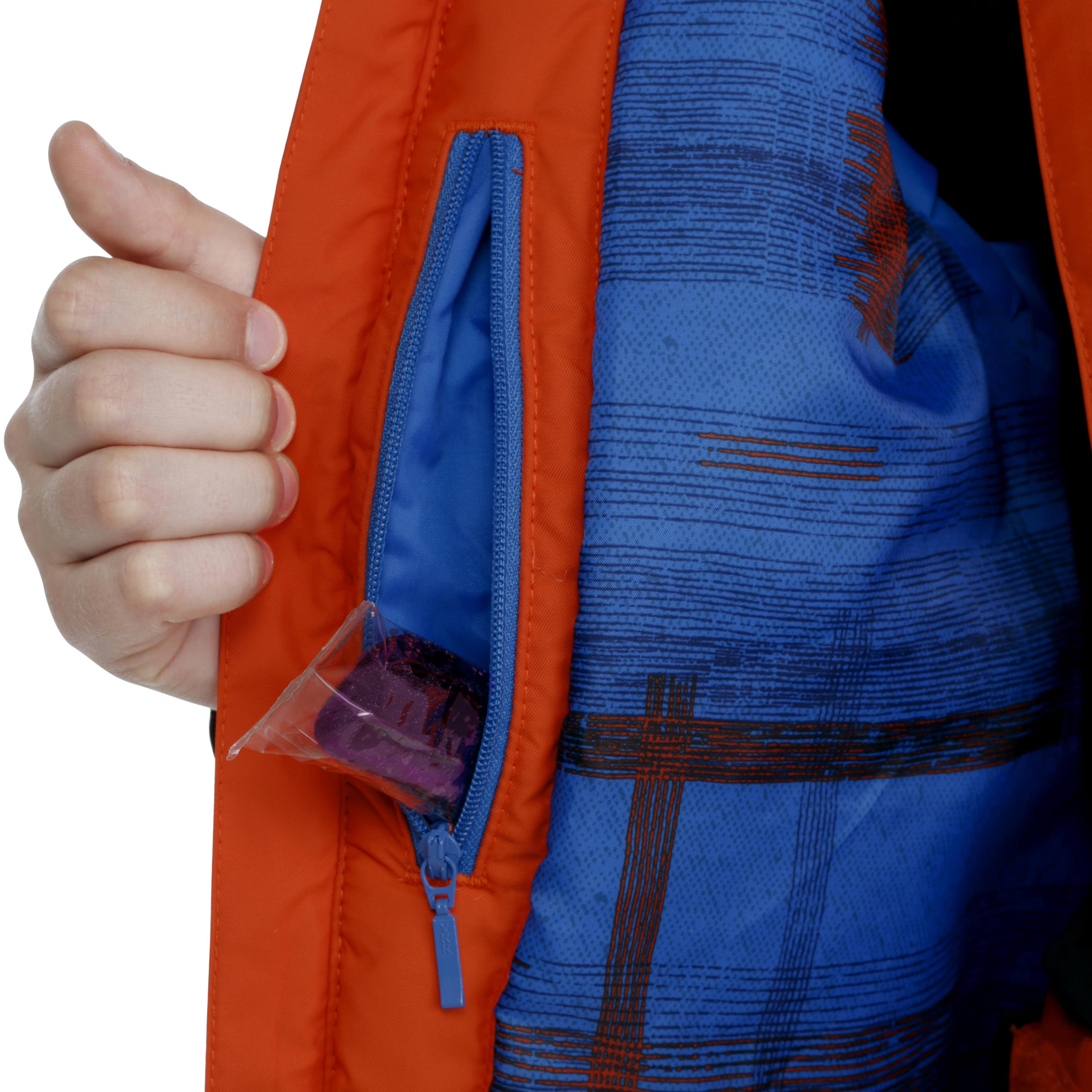 Evoslide Boy's Ski Jacket - Orange/red and Mottled grey 12/20