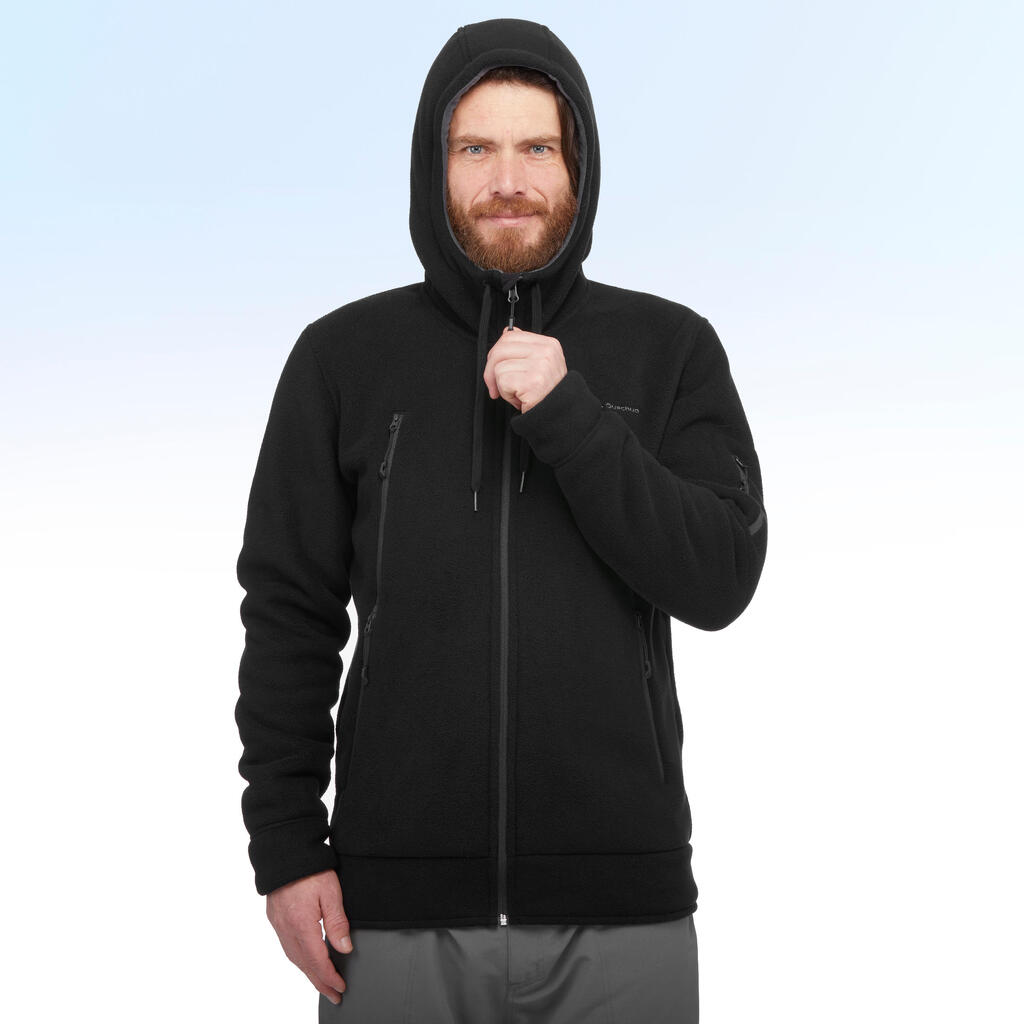 Fleecejacke Winterwandern SH100 Ultra-Warm Herren schwarz