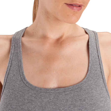 500 Women's Gentle Gym & Pilates Tank Top - Heathered Grey