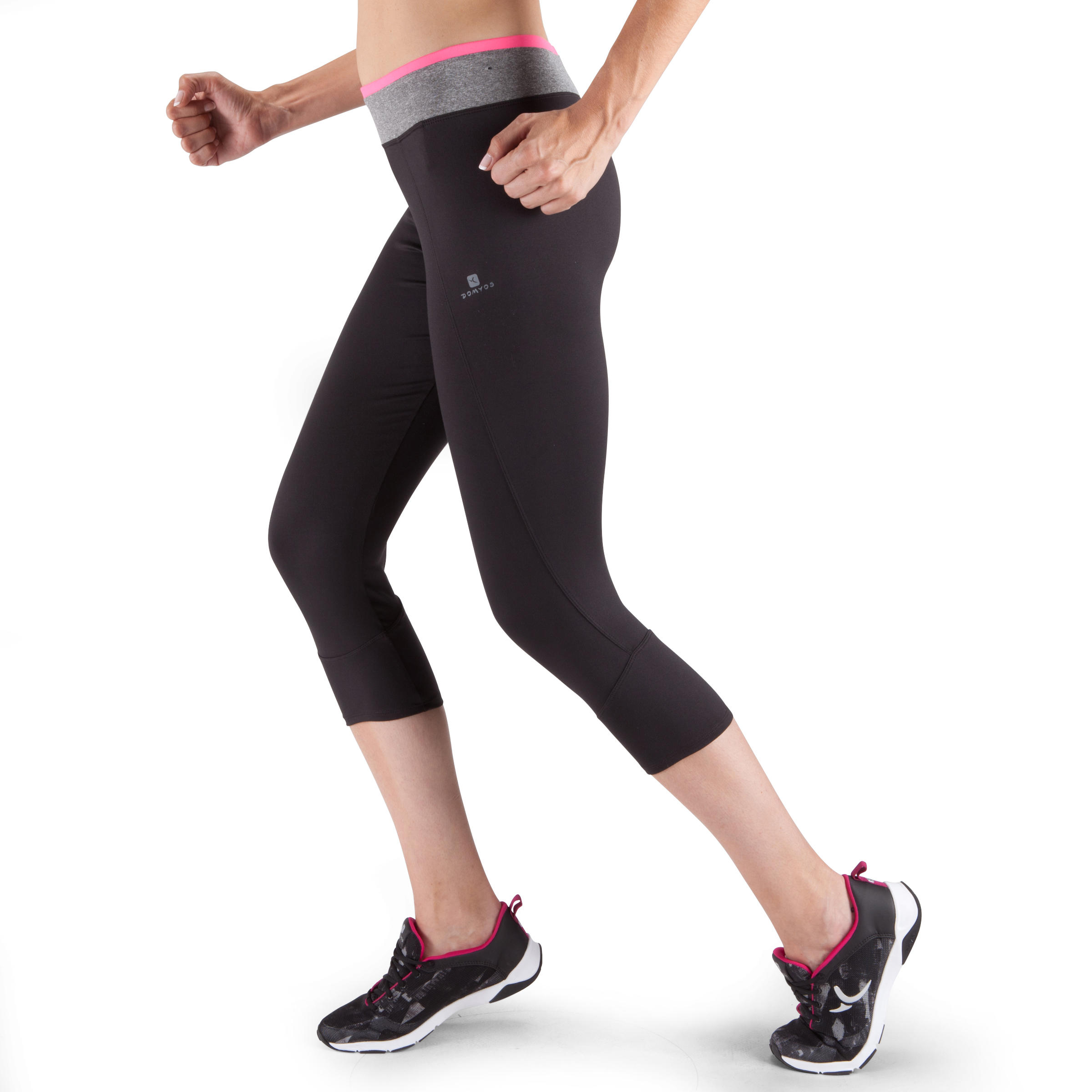 Energy Women's Fitness 7/8 Leggings - Black with Grey/Pink Waistband 5/12