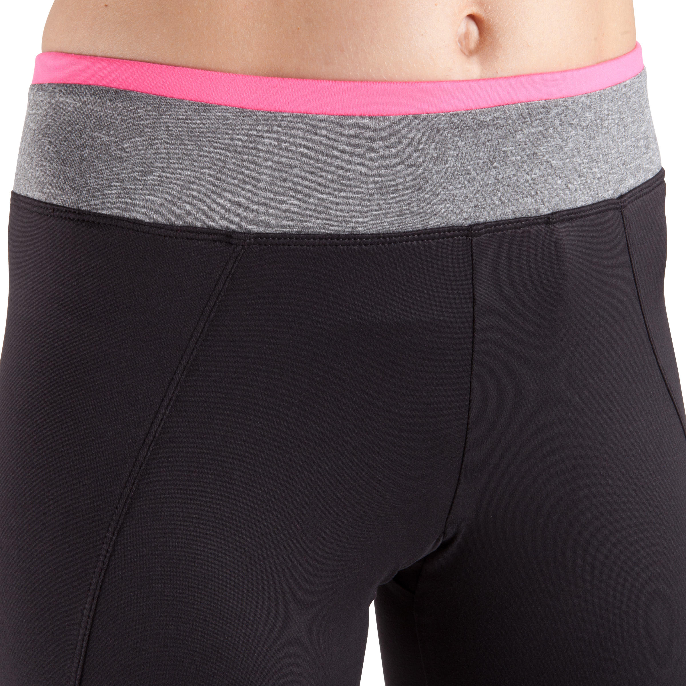 Energy Women's Fitness 7/8 Leggings - Black with Grey/Pink Waistband 6/12