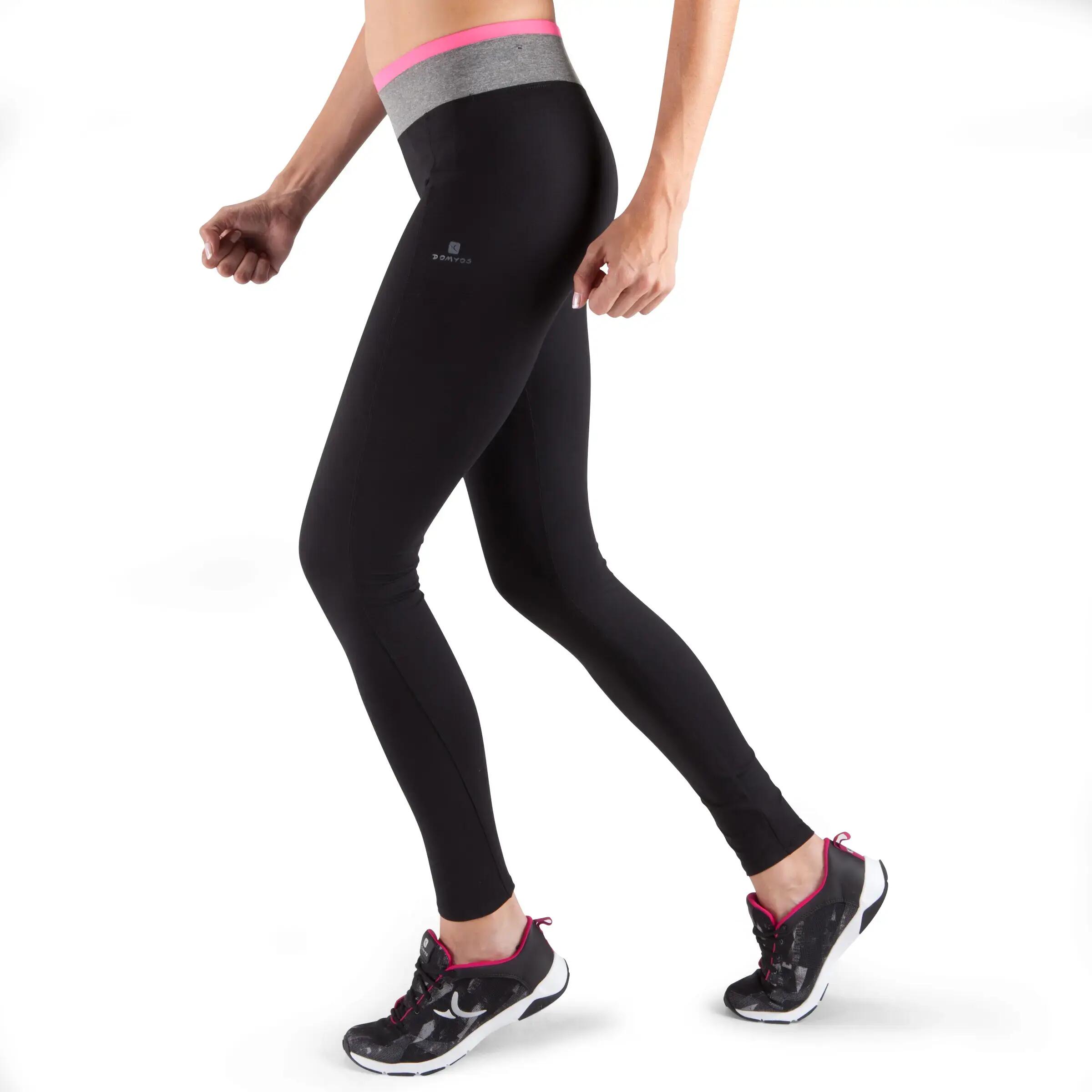 Energy Women's Fitness Leggings - Black with Grey/Pink Contrast Waistband 5/13