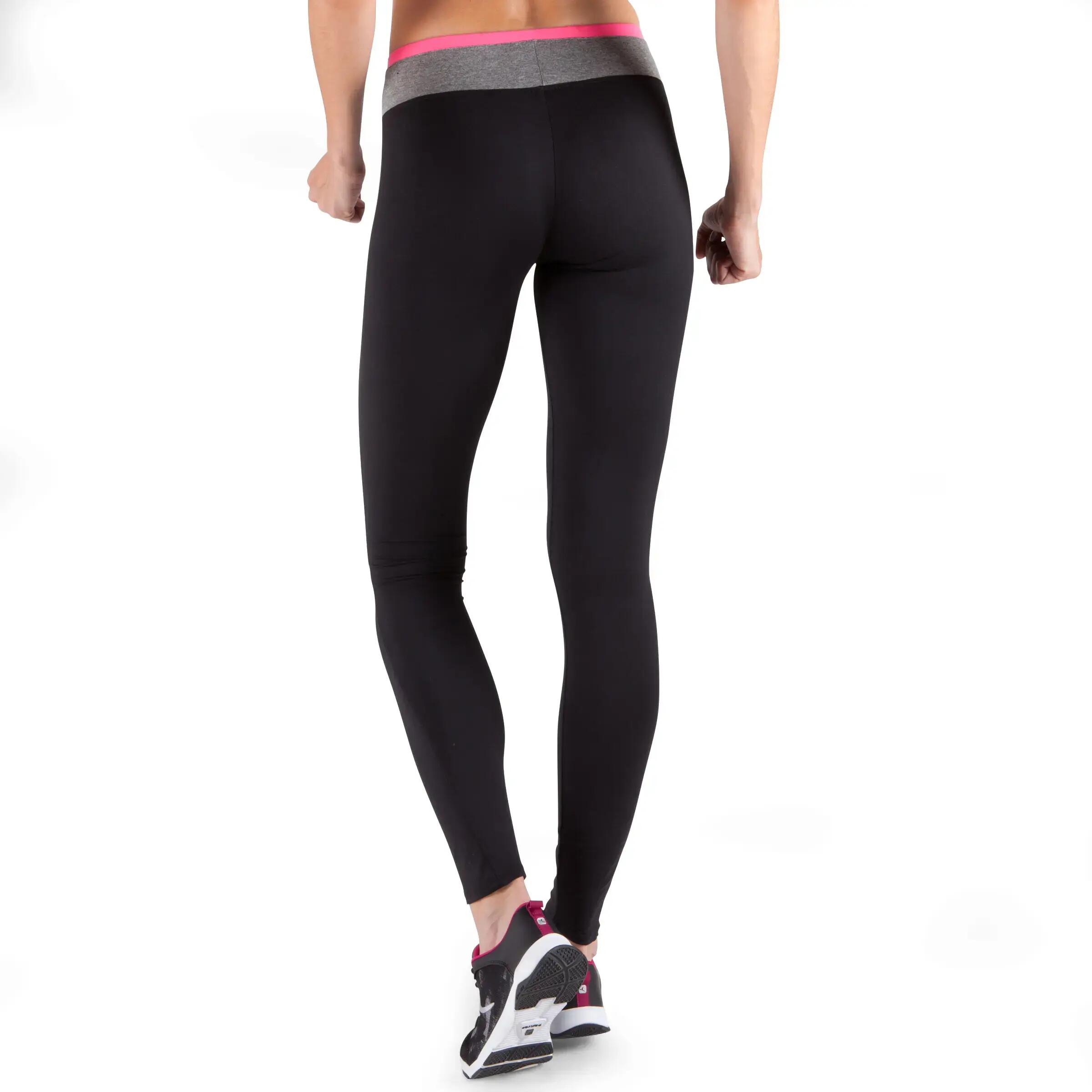 Energy Women's Fitness Leggings - Black with Grey/Pink Contrast Waistband 4/13