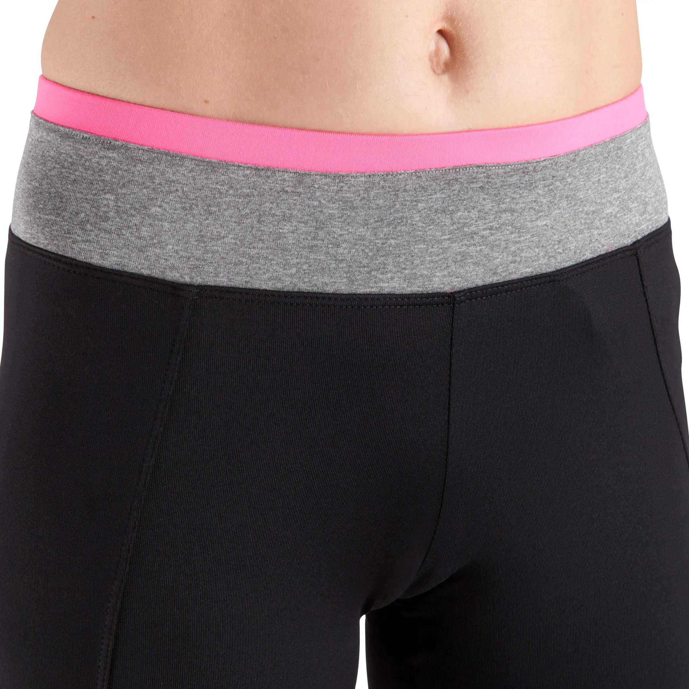 Energy Women's Fitness Leggings - Black with Grey/Pink Contrast Waistband 6/13
