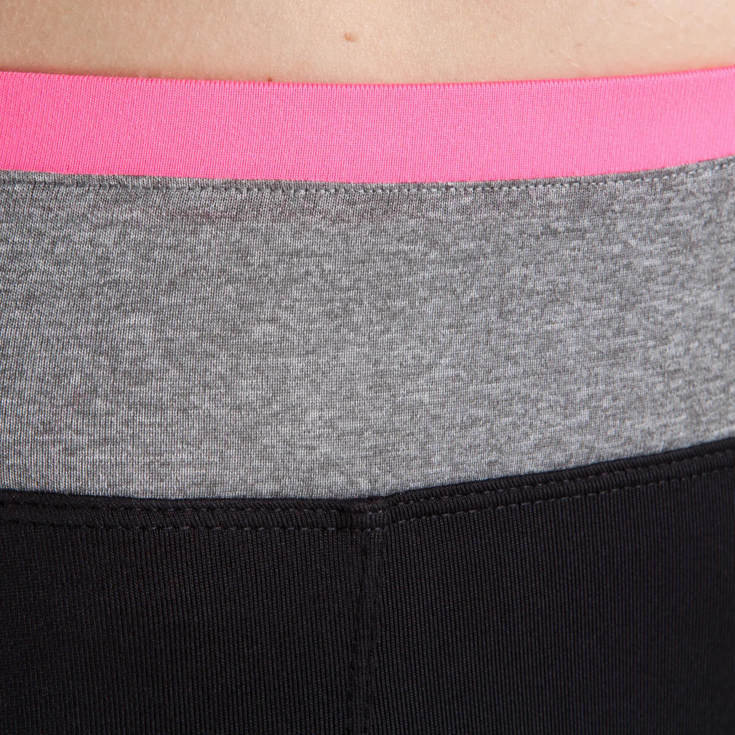 Energy Women's Fitness Leggings - Black with Grey/Pink Contrast Waistband 8/13