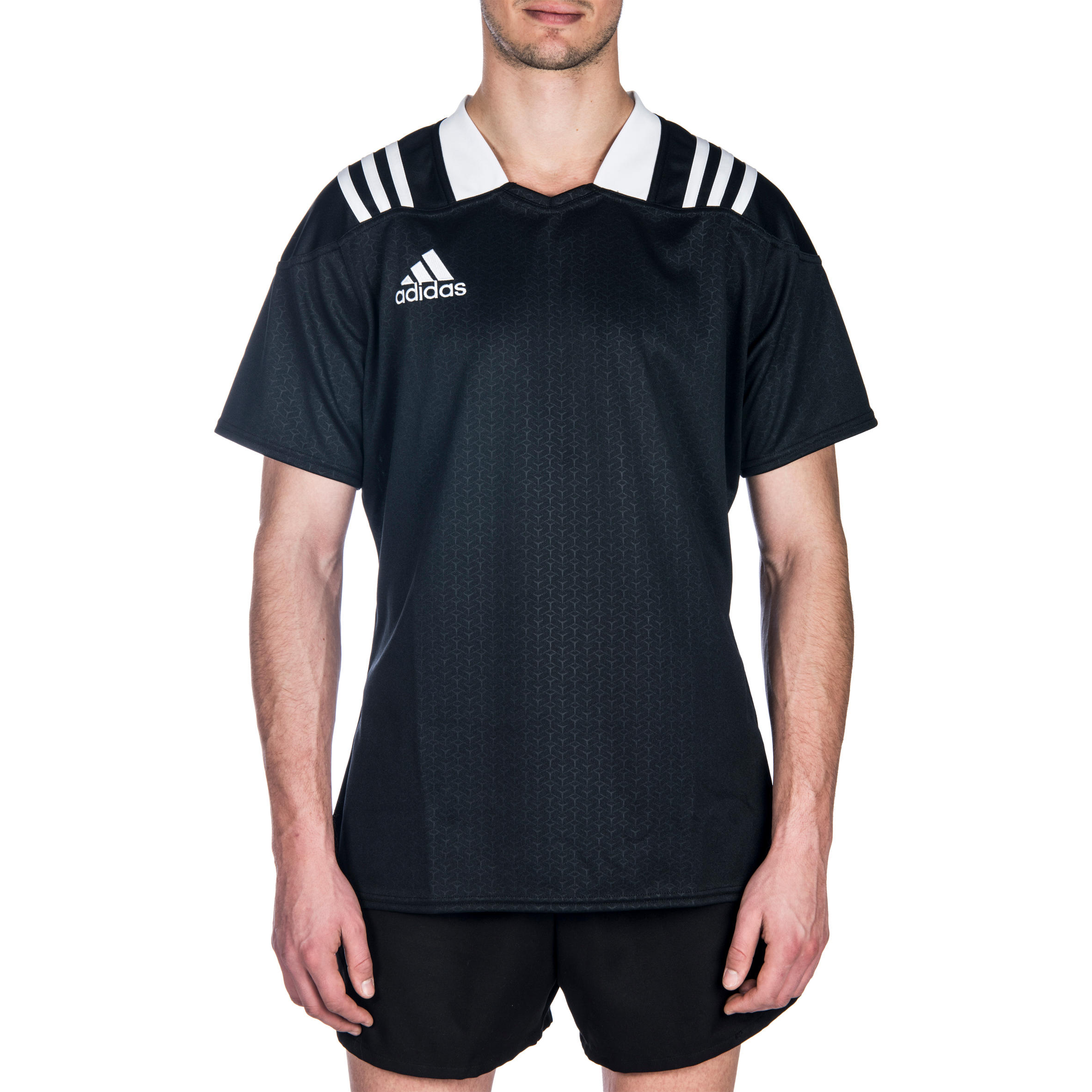 Camisola de Rugby Adulto 3S Preto/ branco 7/8