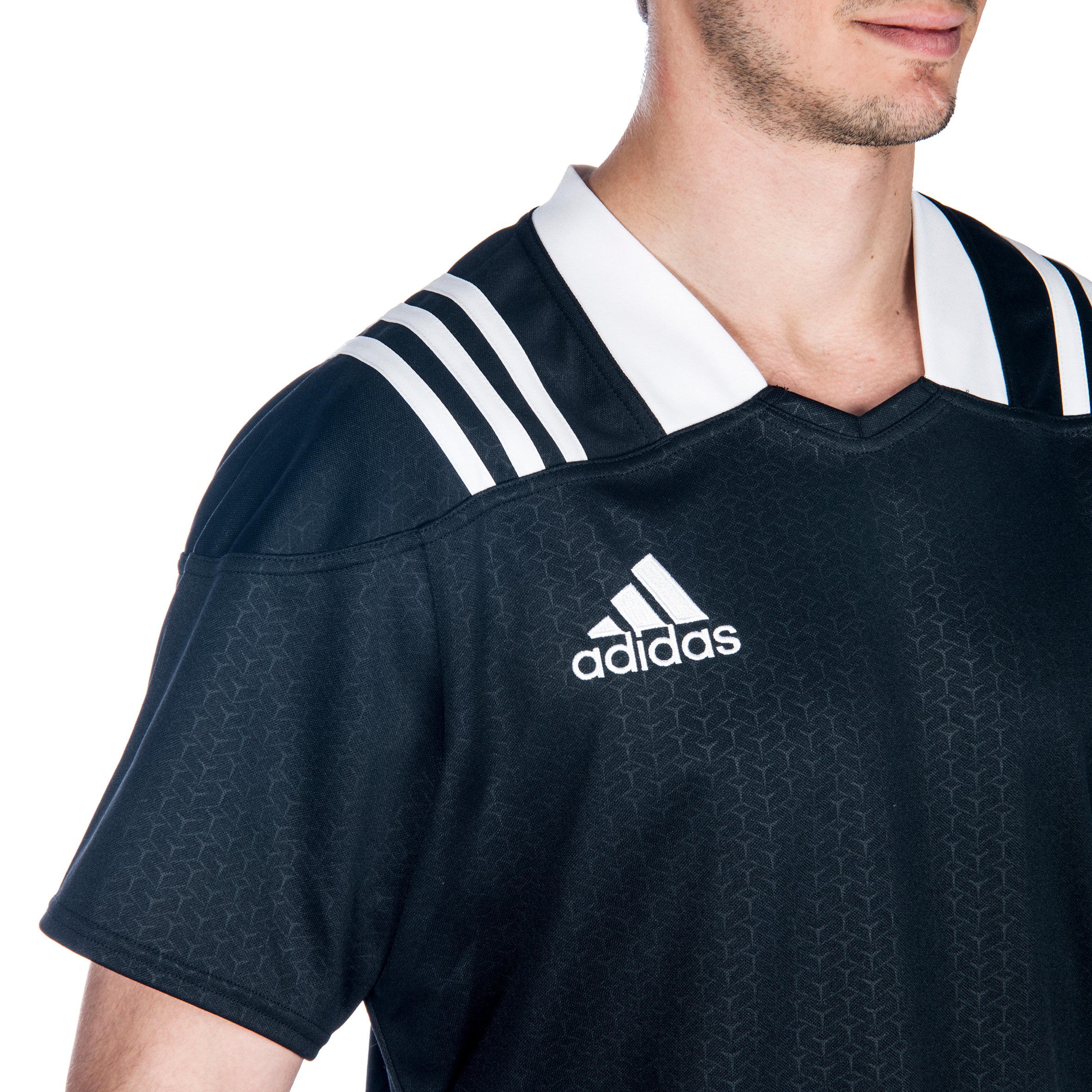 Camisola de Rugby Adulto 3S Preto/ branco 6/8