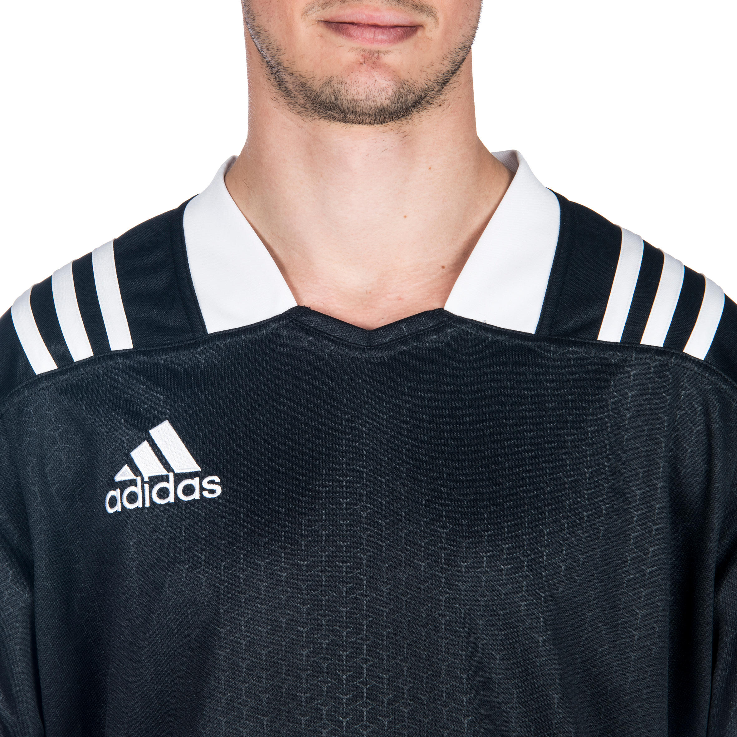 Camisola de Rugby Adulto 3S Preto/ branco 5/8