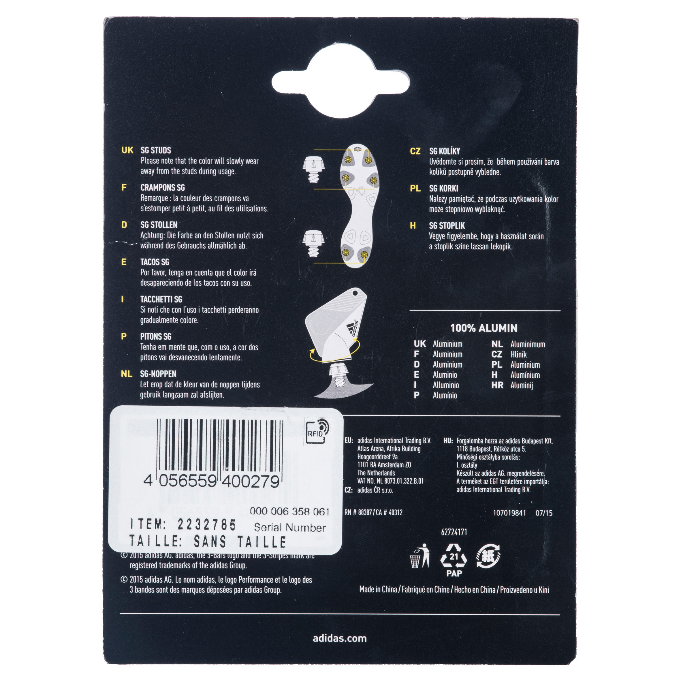 tacchetti alluminio adidas