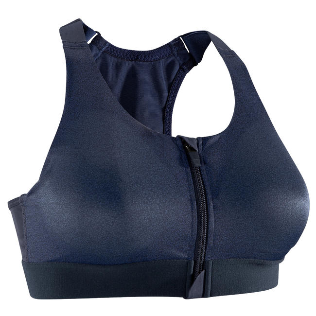 WOMEN'S HIGHIMPACT ZIPUP CARDIO FITNESS SPORTS BRA Black/Blue