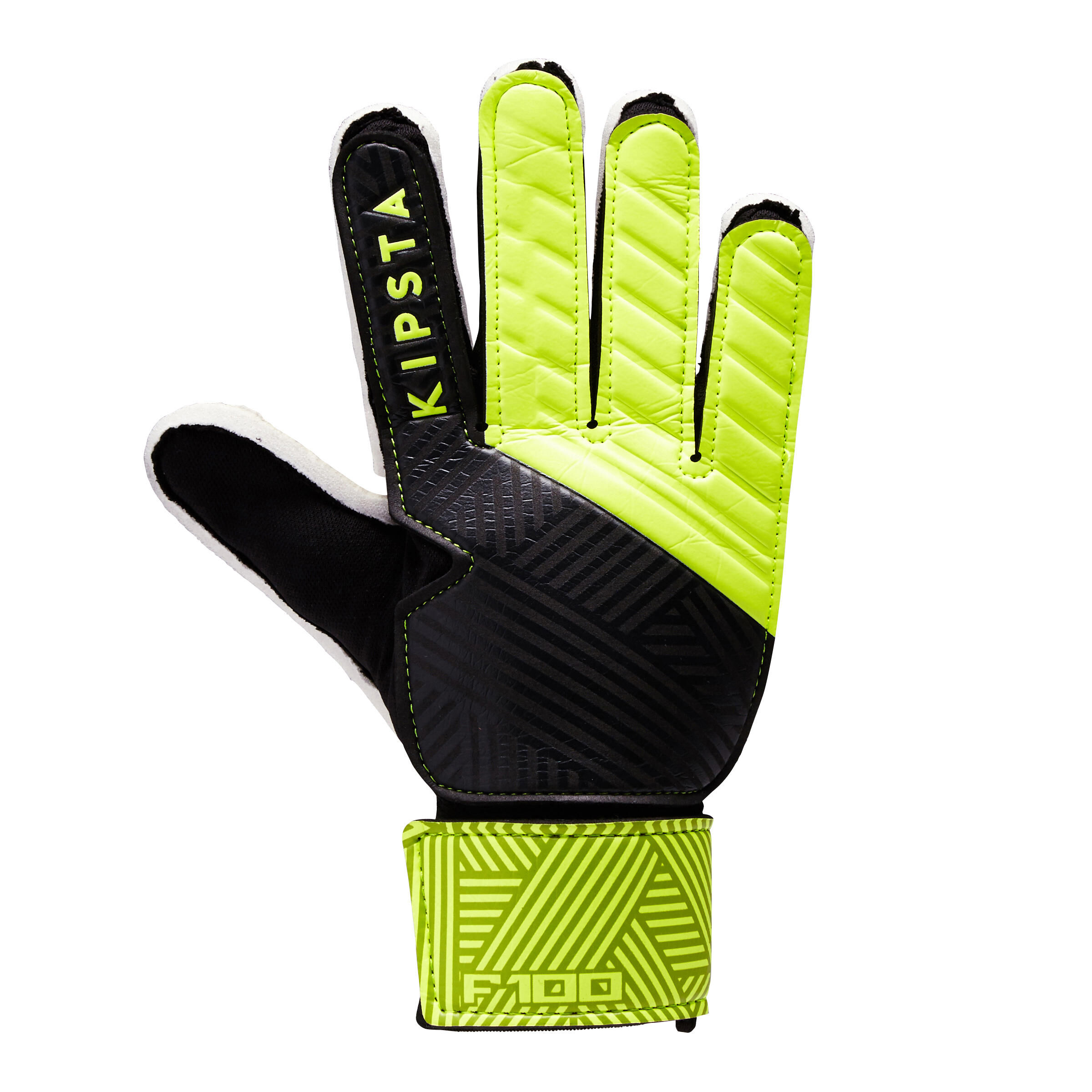 KIPSTA F100 Kids' Football Goalkeeper Gloves - Black/Yellow