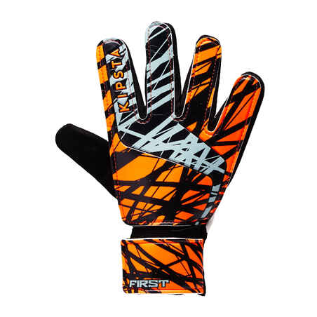 Guantes de portero de fútbol niños First naranja negro blanco 