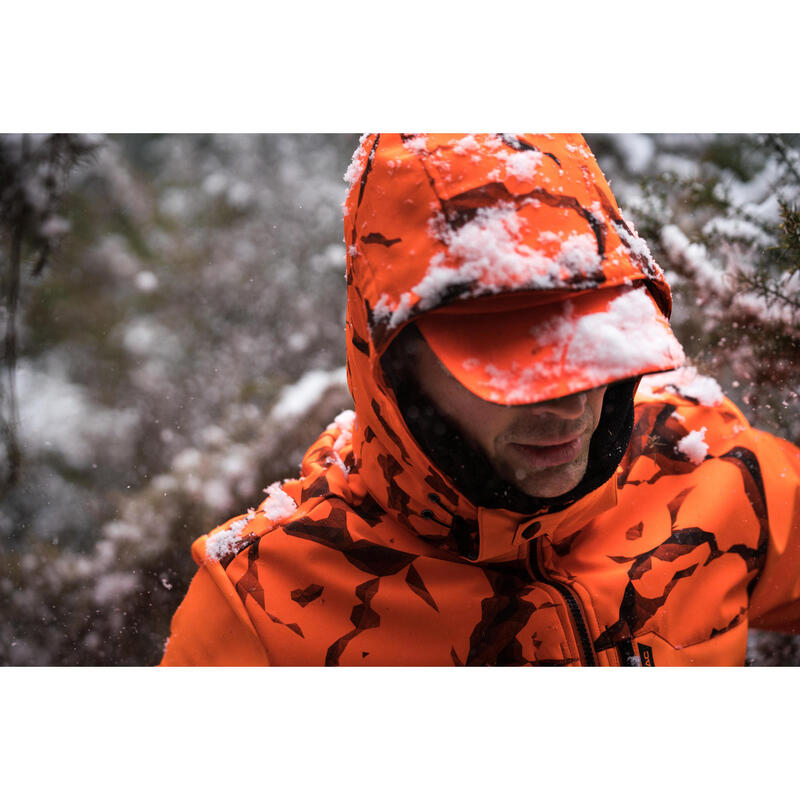 Erkek Avcı Softshell Kışlık Mont - Neon Turuncu - Avcılık ve Doğa Gözlemi - 500