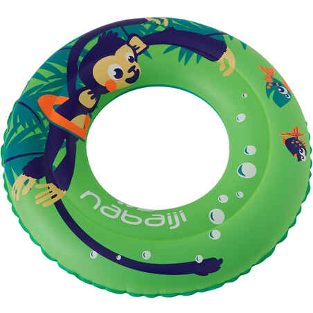 Children's inflatable swim ring 3-6 years 51 cm - Monkey print green