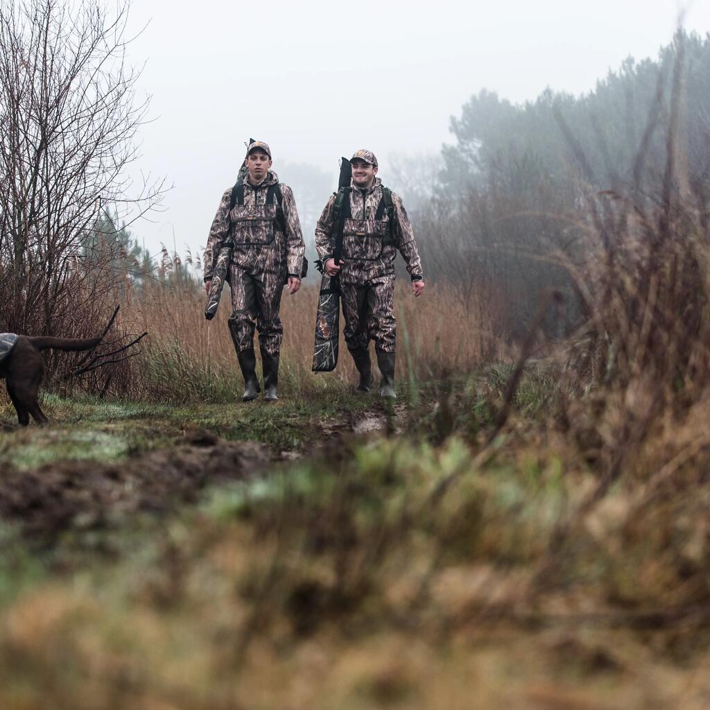 500 waterproof hunting trousers with wetlands camo