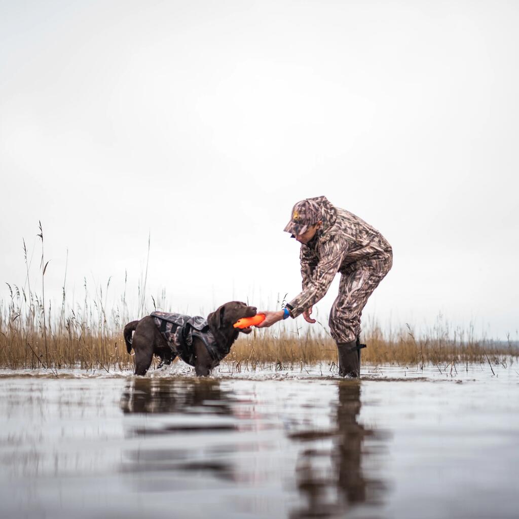 500 waterproof hunting trousers with wetlands camo