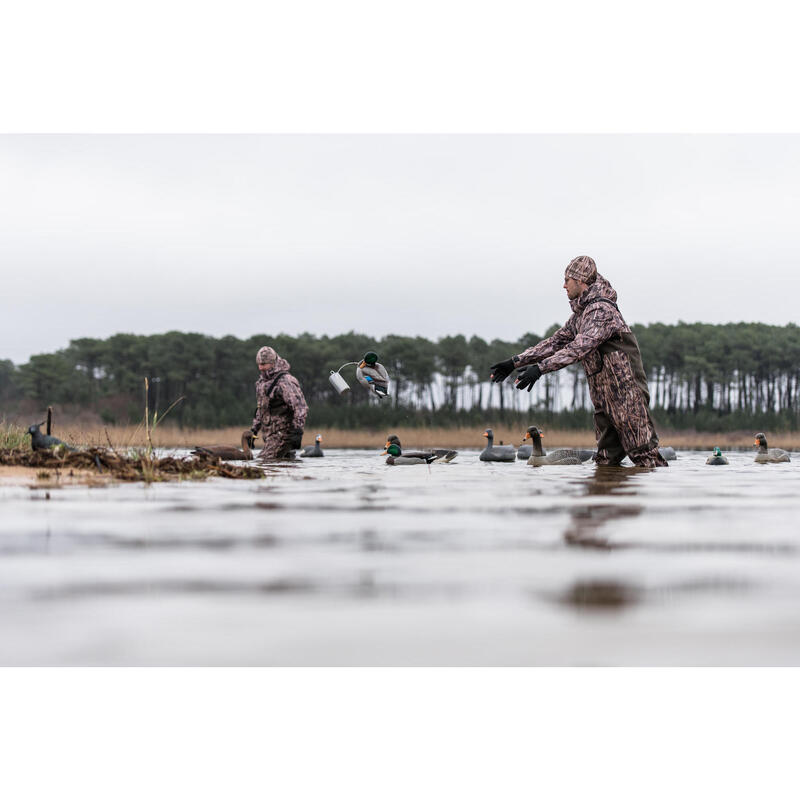 Veste chasse chaude et imperméable 500 camouflage marais