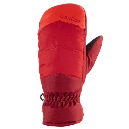 MOUFLES DE SKI ENFANT 100 ROUGES - Decathlon