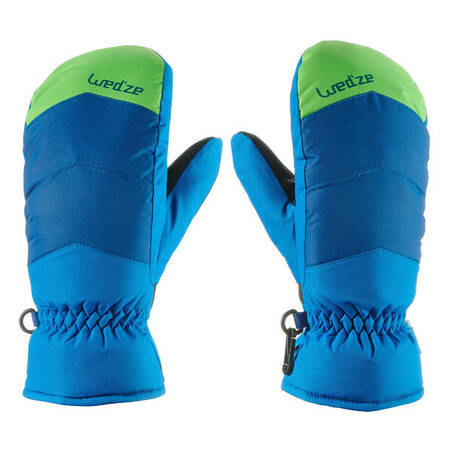 JUNIOR SKI MITTENS 100 - BLUE/GREEN