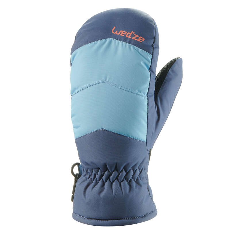 JUNIOR ON PISTE SKIING GLOVES Ski Wear - JR D-SKI MITTENS 100 - BLUE WEDZE - Ski Wear