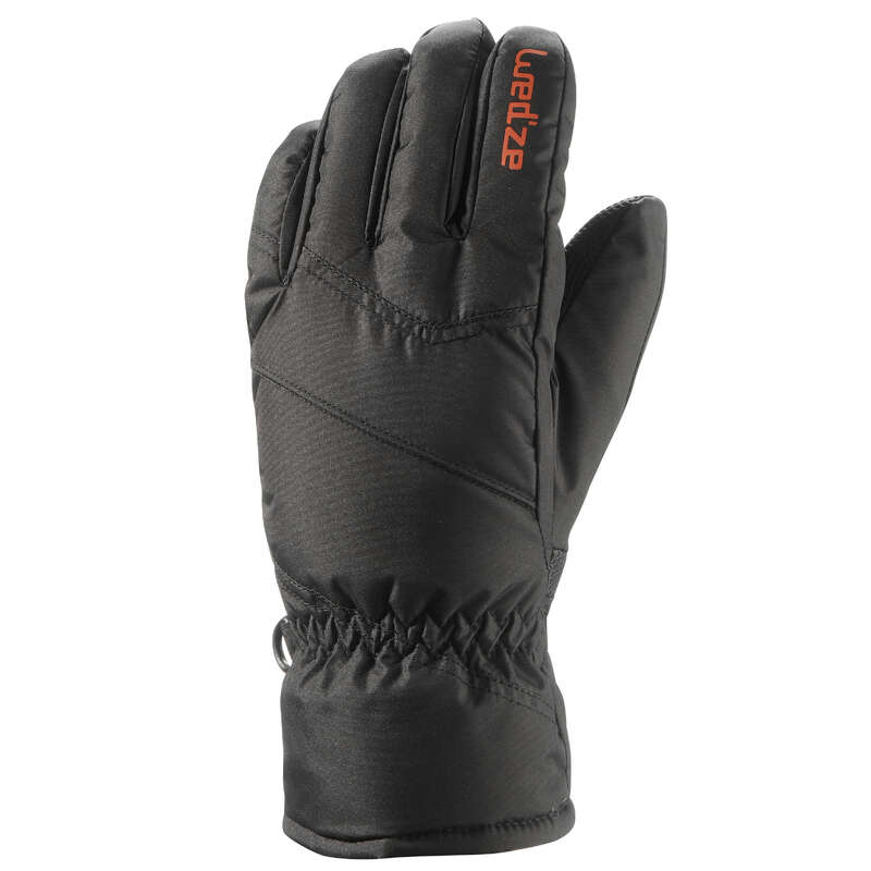 JUNIOR ON PISTE SKIING GLOVES Ski Wear - JR D-SKI GLOVE 100 - BLACK WEDZE - Ski Wear