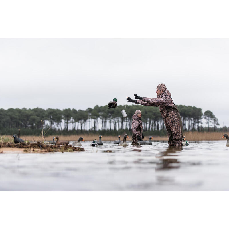 Veste chasse chaude et imperméable 500 camouflage marais