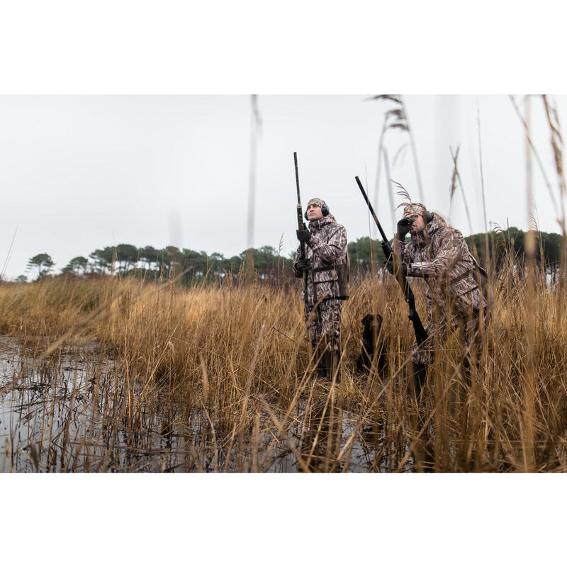 Casaco de caça 500 quente e impermeável camuflagem pântano