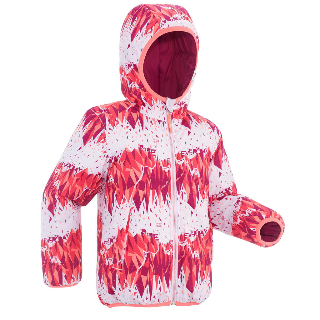 Skijacke Mid Warm Reverse 100 Kinder weiß/rosa