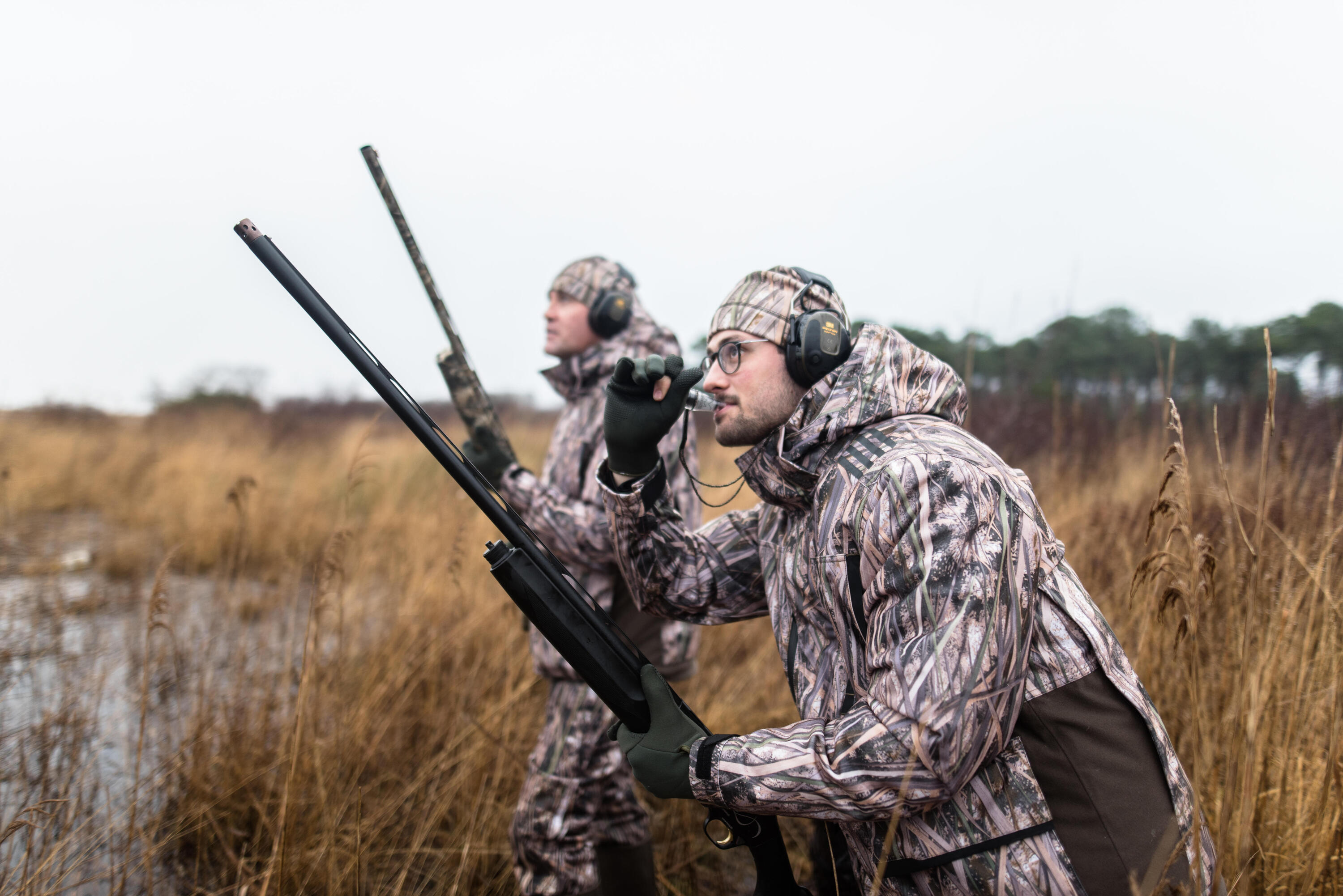 Veste chasse chaude et imperméable 500 camouflage marais 23/25