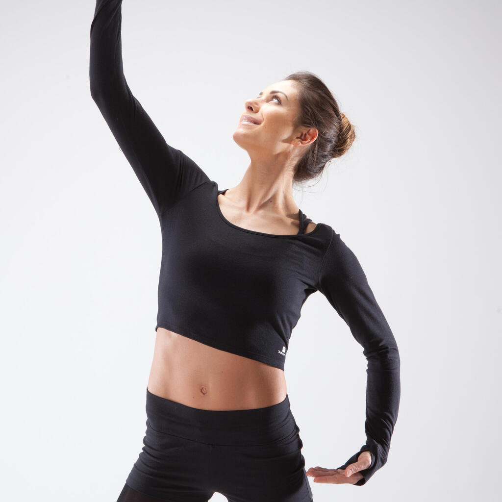 Crop-Top Langarm Modern Dance Damen schwarz