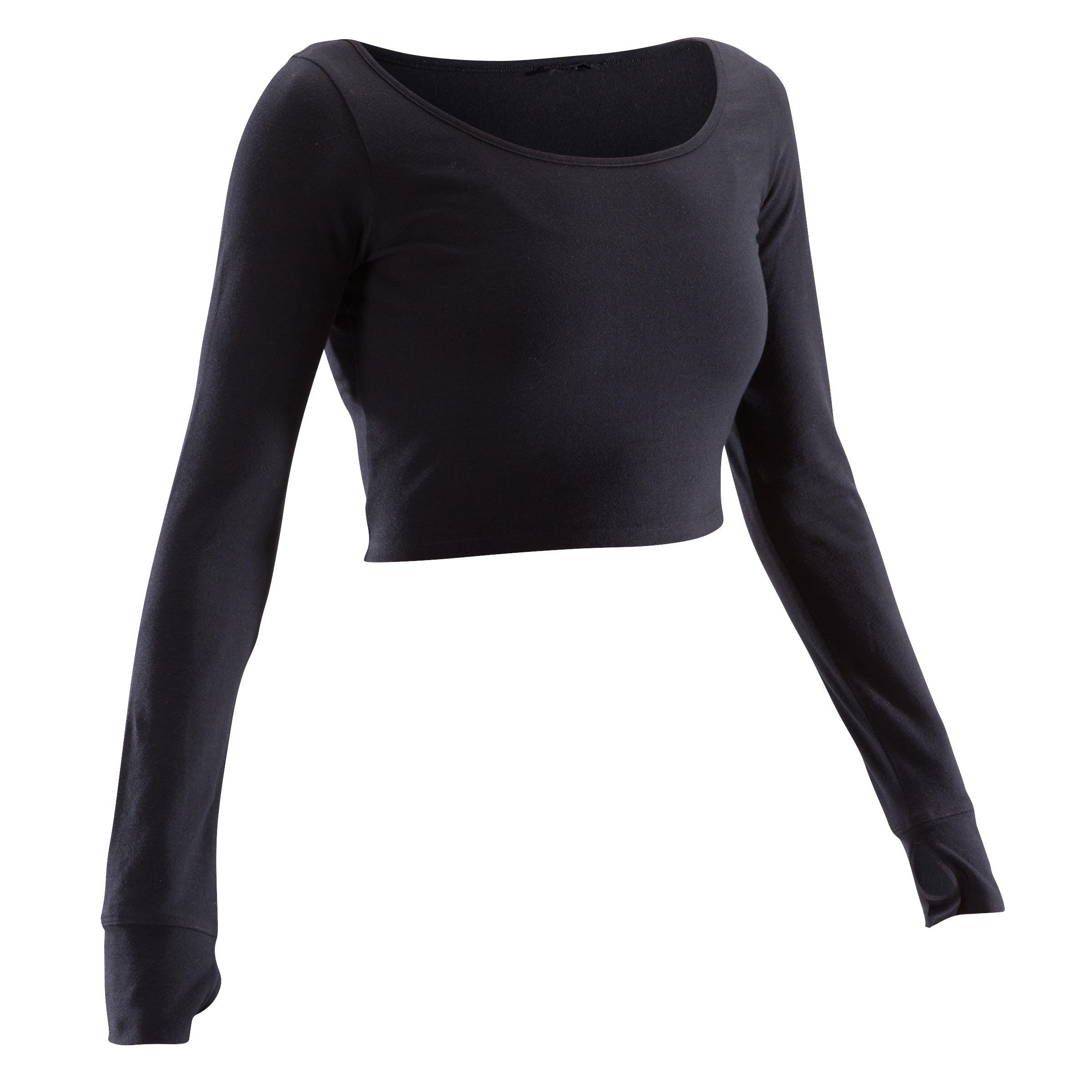 Domyos Dames Crop Top Met Lange Mouwen Voor Moderne Dans Zwart domyos kopen in de aanbieding