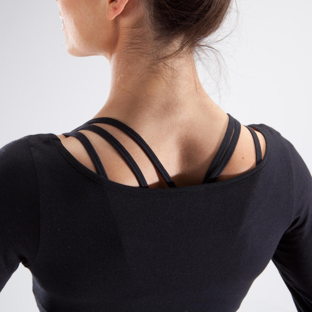 Crop-Top Langarm Modern Dance Damen schwarz