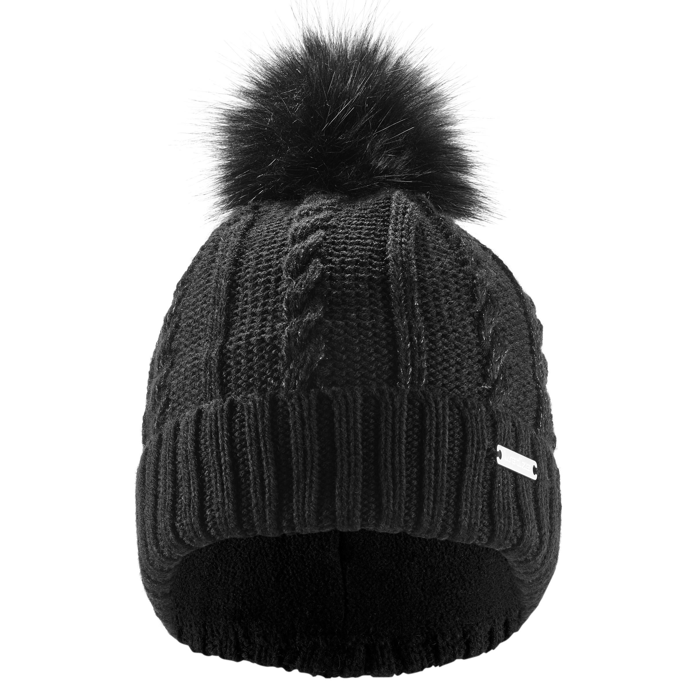 Tuque de ski en laine femme - Torsades noir - WEDZE