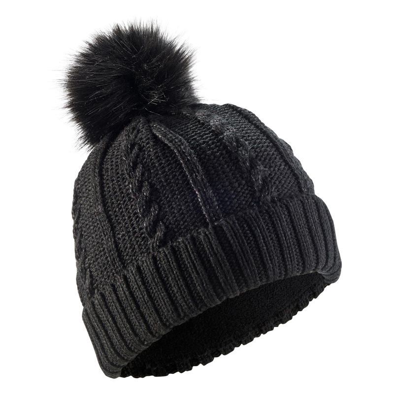 TUQUE DE SKI ADULTE TORSADES FOURRURE NOIRE TUQUE DE SKI ADULTE TORSADES FOURRURE NOIRE