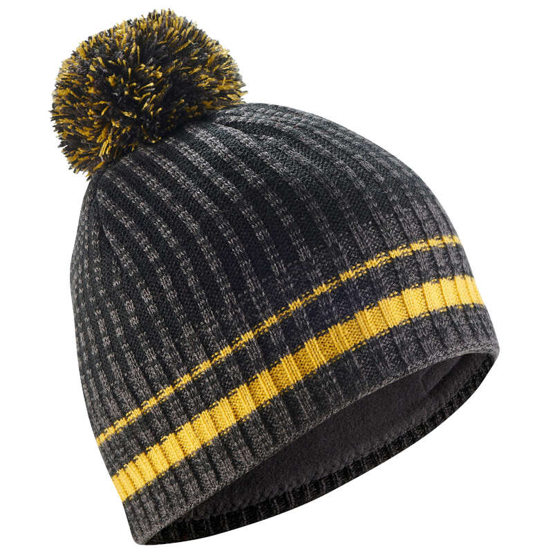 ADULT SKI AND SNOWBOARD HEADWEAR Skiing - RIB HAT BLACK OCHRE WEDZE - Ski Wear