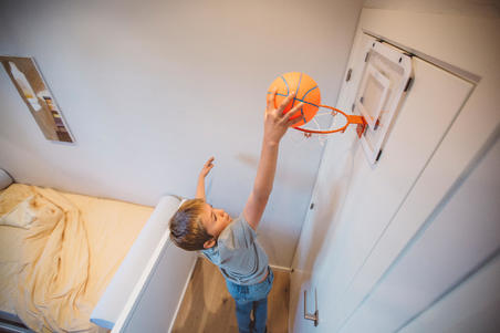 Kids' Wall-Mounted Basketball Hoop Set Mini B - White/Red
