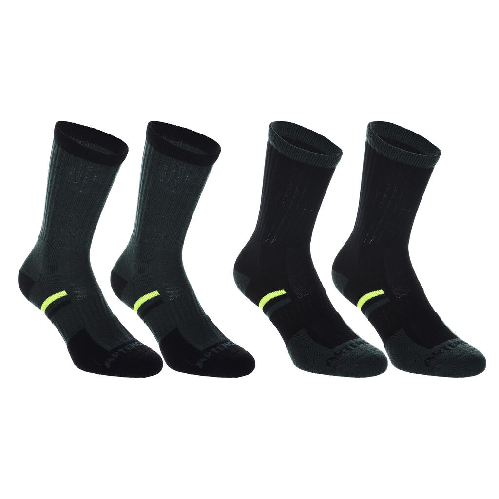 Tennissocken RS 500 High Erwachsene 4er-Pack grau/schwarz/weiss