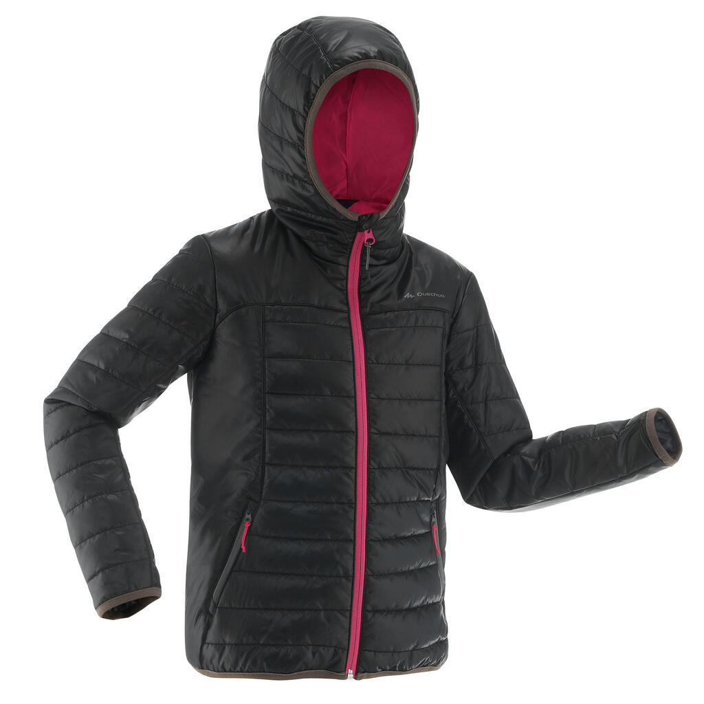Wattierte Jacke Wandern MH500 Kinder  128-164cm schwarz/rosa