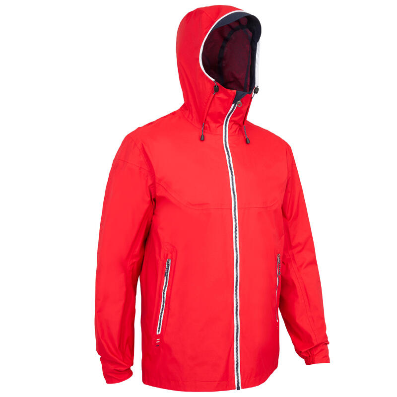 Veste imperméable de voile - veste de pluie coupe vent SAILING 100 homme Rouge