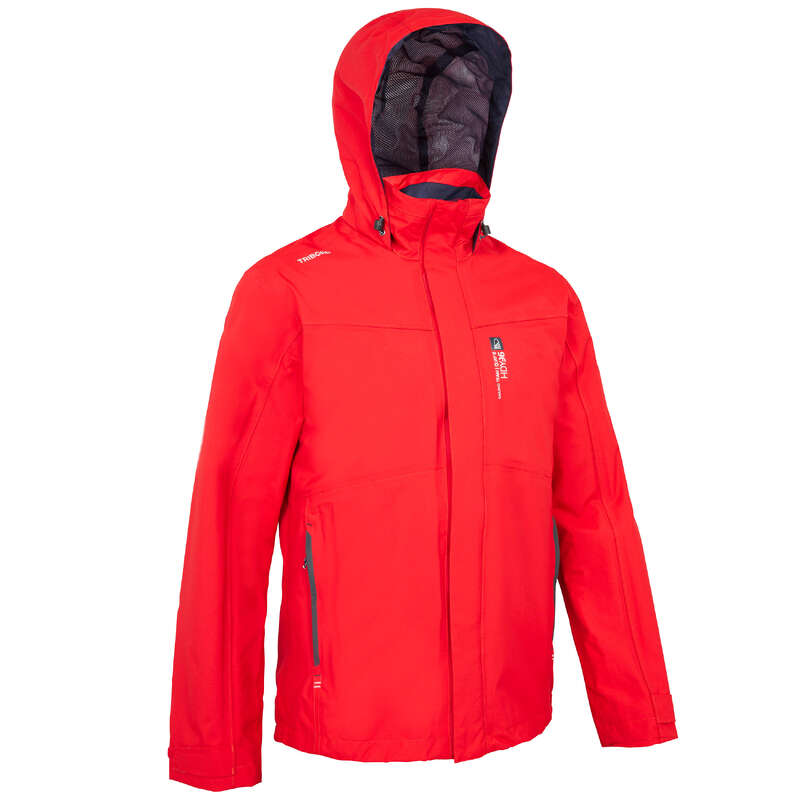 CRUISING RAINY WEATHER MAN CLOTHES Sailing - Sailing 300 Men's Jacket - Red TRIBORD - Sailing Clothing