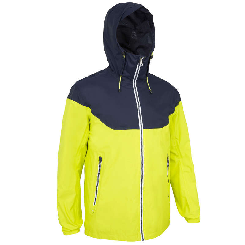 CRUISING RAINY WEATHER MAN CLOTHES Sailing - Inshore 100 Jacket Blue Yellow TRIBORD - Sailing Clothing