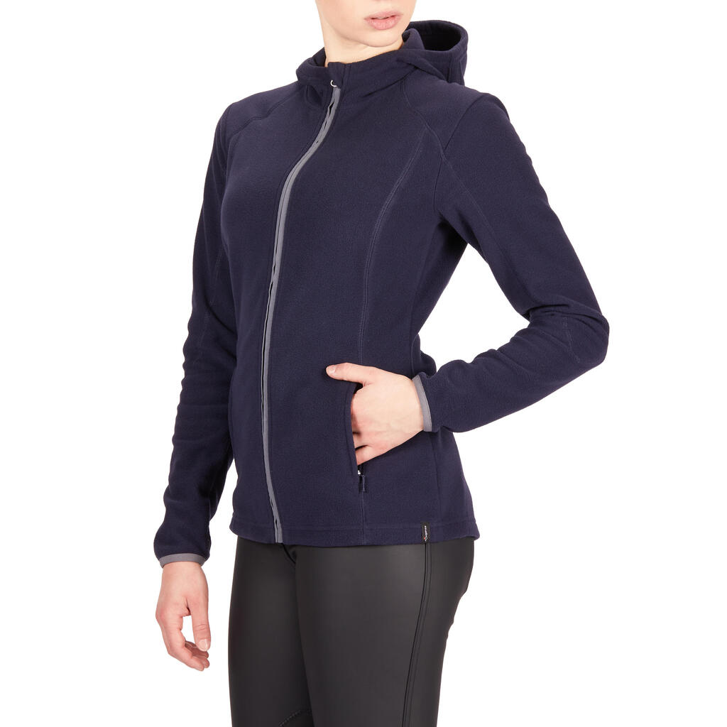 Women's Horse Riding 2-in-1 Hooded Fleece - Navy