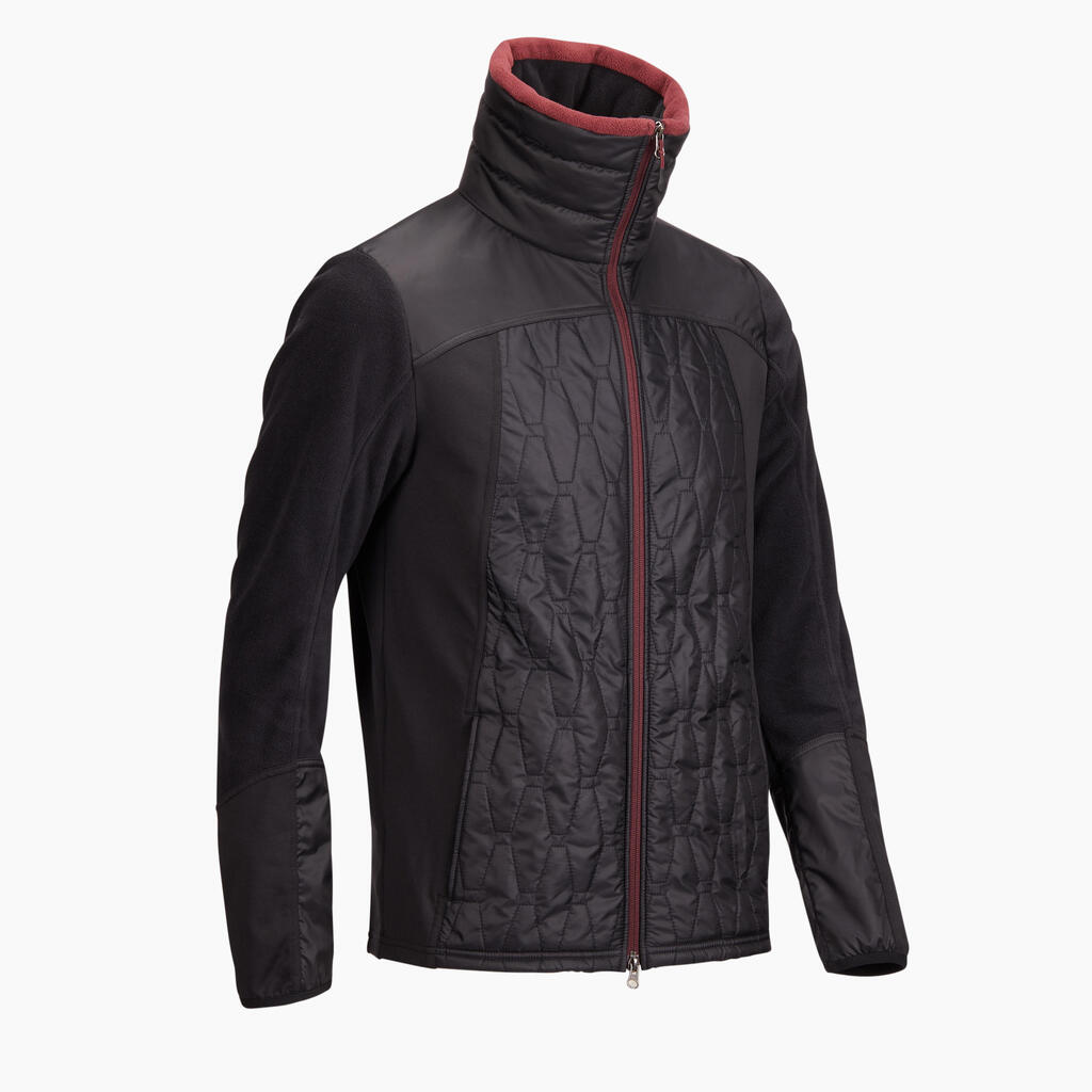 500 horse riding fleece - black/burgundy