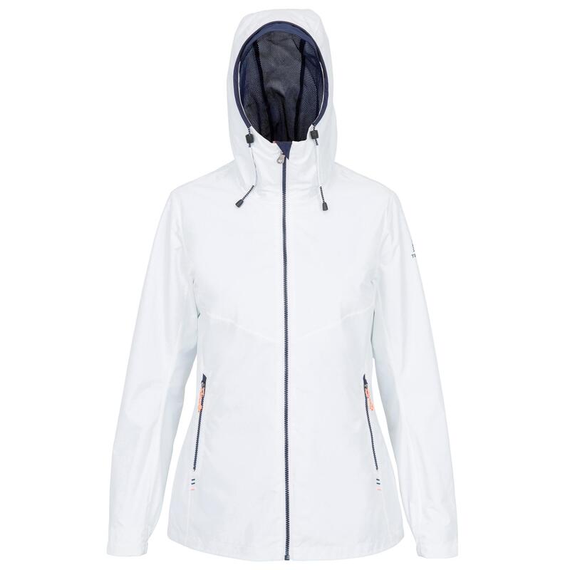 Veste imperméable de voile - veste de pluie coupe vent SAILING 100 femme Blanc