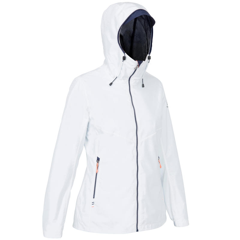 Women's waterproof windproof sailing jacket 100 - White