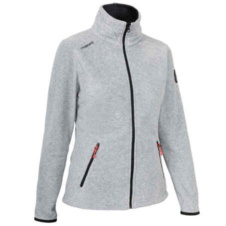 Siva ženska topla jadralna jakna iz flisa 100