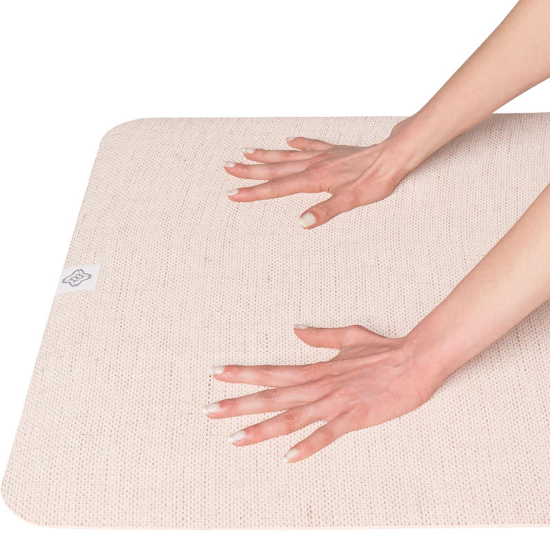 Yoga Mati Minderi Dogal Kaucuk Jut 4 Mm Bej Domyos By Decathlon