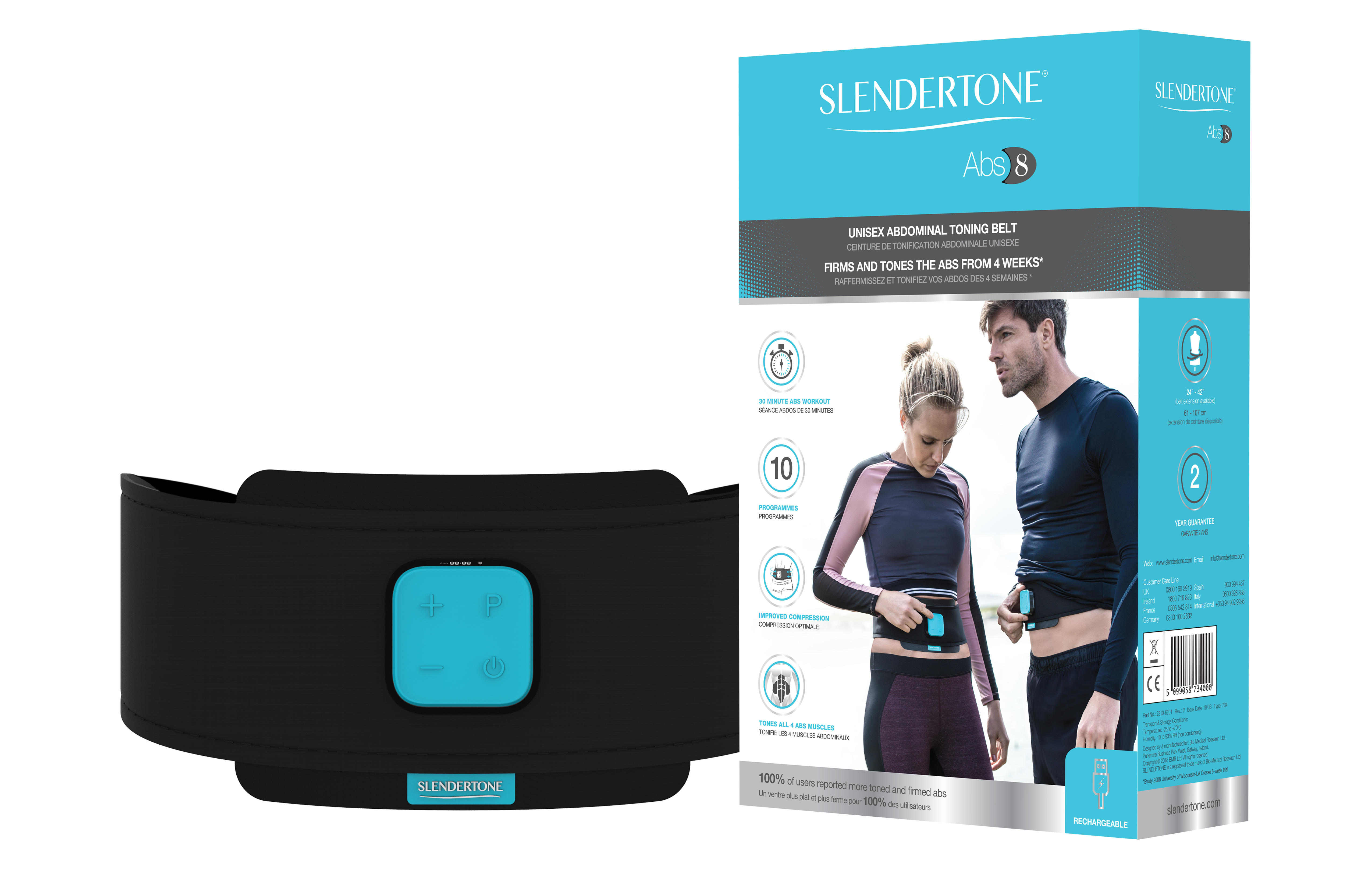 Ceinture abdominale ABS8 unisexe