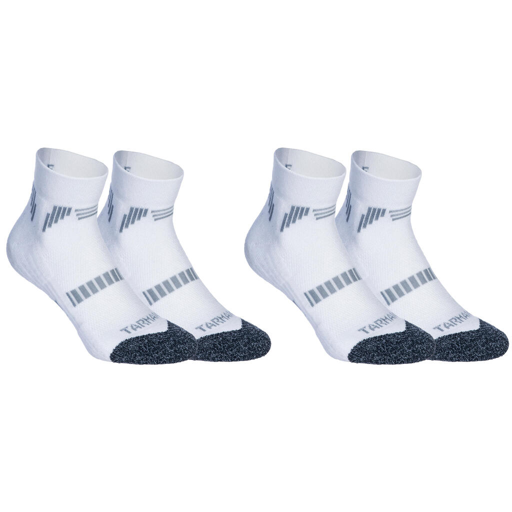 Kids' Low-Rise Intermediate Basketball Socks Twin-Pack - White