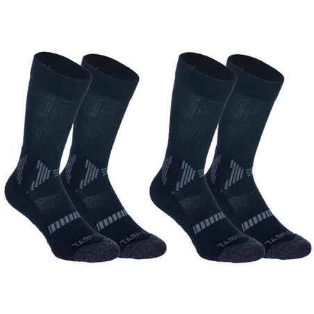 Kids' Intermediate Mid-Rise Basketball Socks Twin-Pack - Black